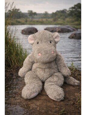 Vintage Floppy Friends Exclusively For Mervyn's Large 28" Hippotamus Gray Plush